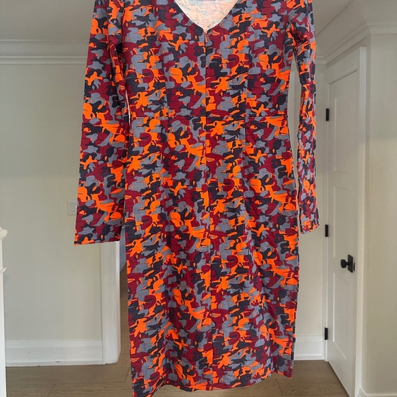 Karl by Karl Lagerfeld Long Sleeve V-neck Back Jersey Knit Dress - Size L - Picture 3 of 12